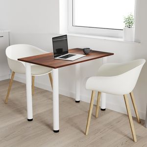 90x60 | Esszimmertisch - Esstisch - Tisch mit WEIßEN  Beinen - Küchentisch - Bürotisch | WALNUSS