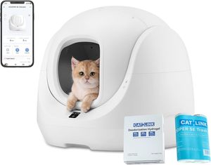CATLINK Baymax Selbstreinigende Katzentoilette, 65L Fassungsvermögen für Mehrkatzen,Intelligente Überwachung,Schluss mit Geruch,7 Tag ohne Reinigung