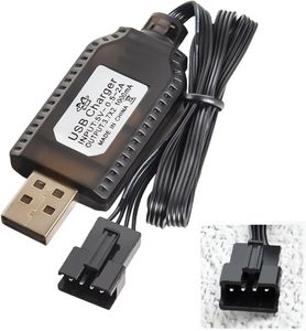 Universelles USB Ladegerät für 7.4V 2S LiPo Batterien - 4PIN SM-4P - Kompatibel mit RC Auto/Drone/Boot - Überladungsschutz - Ladeanzeige, Schwarz
