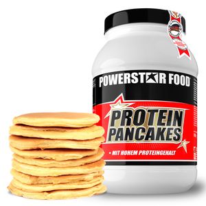Powerstar PROTEIN PANCAKES Natur | 1000 g Low-Fat-Mischung für Waffel & Pancake | 37,6% Protein p.P. | Nur 1,4% Zucker | Vollwertiges Frühstück