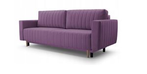 GRAINGOLD 3-Sitzer Sofa Angie - Couch mit Schlaffunktion & Bettkasten - Polstersofa im skandinavischen Stil - Violett