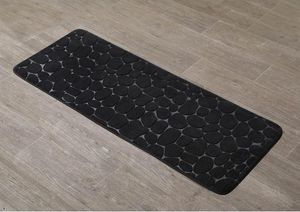 BADTEPPICH BADVORLEGER BADEMATTE DUSCHVORLAGE schwarz mit Memory-Foam, 45 x 120 cm