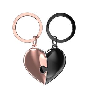 Navaris Schlüsselanhänger Liebespuzzle - Anhänger mit hochwertiger Zinklegierung - Keychain für Schlüsselbund Handtasche - roségold anthrazit