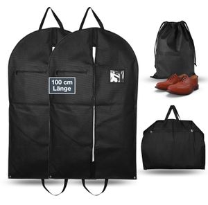 Premium Kleidersack Set - Kleidersäcke & Kleiderhüllen - Reise Kit für Anzug & Hemd - Clothes bag schwarz - Anzugtasche zur Aufbewahrung