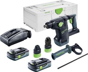Festool KHC 18 EB-Basic Akku Kombihammer 18 V 2,6 J SDS-Plus Brushless + 2x Akku 4,0 Ah + Ladegerät + Systainer