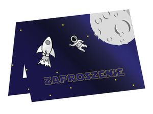 Zaproszenia KOSMOS space na urodziny koperty 6szt