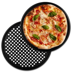 Alpina Pizzablech rund 30 cm Pizzabackblech Set 2 Stück Pizza Flammkuchen Backblech Flammkuchenblech Rundblech