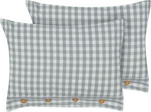 BELIANI Dekokissen 2er Set Mintgrün / Weiß Karomuster 40 x 60 cm Rechteckig mit Knöpfen für Wohnzimmer Schlafzimmer Sofa Sessel Bett