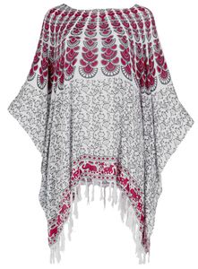 Kaftan, Ibiza-StyleTunika, Boho Bluse, Damen Maxibluse, Strandtunika - Weiß, Pink, Viskose, Blusen & Tunikas