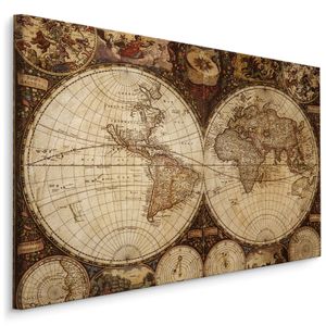 Canvas Bild LEINWANDBILD Kunstdruck XXL Wandbild Weltkarte Alt Geografie