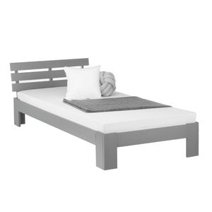 Homestyle4u 2035, Jednolôžková posteľ Drevená posteľ 90x200 s lamelovým rámom Rám postele z masívu sivej borovice