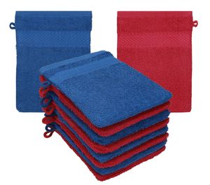 Betz 10 Stück Waschhandschuhe Waschlappen PALERMO 100% Baumwolle Größe 16x21 cm Farbe cranberry-blau