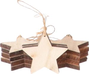 Sterne 10er-Set Dekohänger Holz 15cm natur