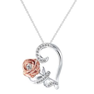 925 Silber Herz Rose Halskette Diamant Halskette Halskette, beste Wahl für Geschenke