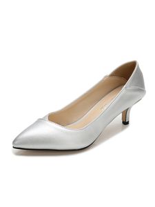 Damen Mode High Heels Nicht-Schlupf Kleiderschuh Komfort Pointy Toe Mid Heels Büro Silber,Größe:EU 42