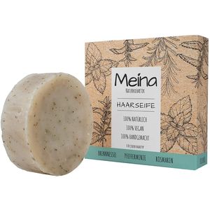 Meina - Haarseife Naturkosmetik - Bio Shampoo Bar mit Brennnessel, Pfefferminze und Rosmarin (1 x 80 g) palmölfrei, vegan festes Shampoo, Shampooseife für Männer und Frauen  SB-1001