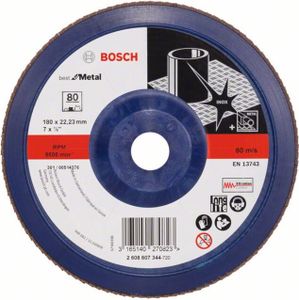 Bosch Fächerschleifscheibe X571, Best for Metal, gerade, 180 x 22,23 mm, 80, Kunst. 10 Stk
