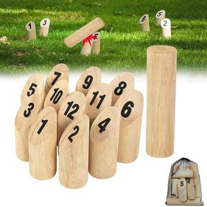 ACXIN Nummern Kubb Wikinger Spiel Holzwurfspiel Wurfspiele für draußen  Holz-Kegel Wikinger Outdoor Spiele Erwachsene & Kinder