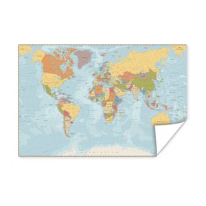 MuchoWow® Poster Weltkarte - Farben - Atlas 90x60 cm - Schlafzimmer