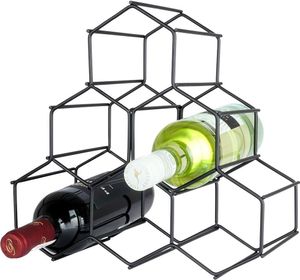 Vilde Weinregal Flaschenständer Weinhalter Flaschenregal Weinflaschenhalter aus Metall für 6 Flaschen, schwarz, 29,5x14,5x28,5 cm