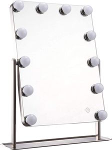 Spiegel mit Beleuchtung, Schminkspiegel, Kosmetikspiegel mit intelligent Touchscreen Schminktisch Stehspiegel, 38x41cm