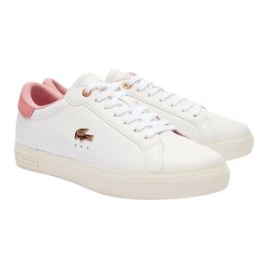 LACOSTE Damen Schnürschuhe Halbschuhe Schuhe Sneaker Powercourt 124 3 SFA, Farbe:Weiß, Schuhgröße:EUR 40, Artikel:-1Y9 white / light pink