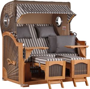 Strandkorb Düne Grande Bullauge Teak PE Grey Dessin 545