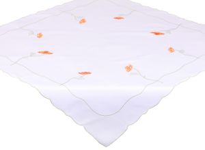 Betz Tischdecke Mitteldecke Stickerei mit Blumenmotiv Größe 80x80 cm Farbe weiß