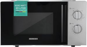 HEINRICHS Mikrowelle, kompakte Mikrowelle, 20L Volumen, 9 Leistungsstufen, inkl.35min.Timer, Defrost Funktion, Innenraumbeleuchtung, Drehteller silber