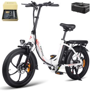 Elektrofahrrad F20 Akku 36V 16Ah Klapprad 20 Zoll E-Bike 250W Mountainbike Motor Shimano 7S Fatbike StVO Bremslicht, Weiß