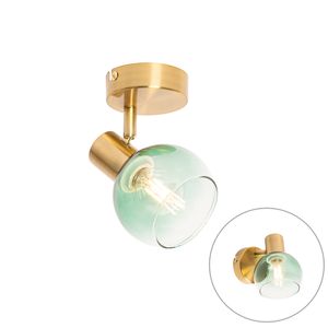 QAZQA - Art Deco Art Deco Spot Gold I Messing mit grünem Glas - Vidro I Wohnzimmer I Schlafzimmer - Stahl Rund - LED geeignet E14