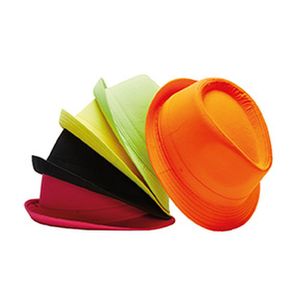 Kostüm Zubehör Fedora Hut schwarz orange Karneval Fasching