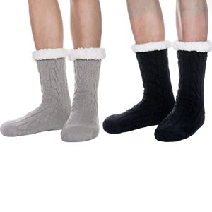 Männer niedliche Socken, warme Stecker, Socken, dicke Haus Socken, Plüsch Hausschuhe, Socken, Wintergeschenke, Weihnachtssocken, 1-Paar(2,Schwarz und grau)