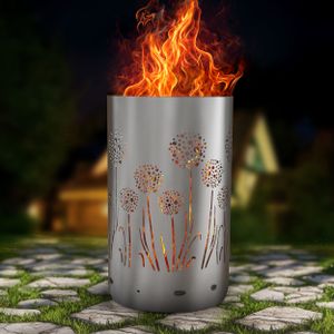 Feuertonne / Feuerkorb mit Motiv Pusteblumen-Wiese Feuertonne / Feuerkorb mit Motiv Pusteblumen-Wiese