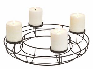 Metall Adventskranz schwarz - 38 cm - Tisch Kerzenhalter Kerzenständer ohne Docht - Advent Weihnachten Deko modern