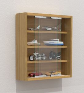 AgisaS Glasvitrinen wandhängend 2 Schiebetüren Buche Nachbildung.