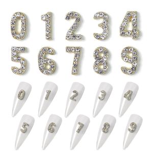 10 Stück Silber Zahlen Nail Charms Nail Jewels, 0-9 Nail Strasssteine und Charms 3D Nail Art Charms Nail Studs Nail Schmuck für DIY Craft Dekoration