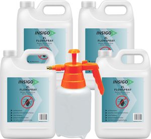 INSIGO 4x2L + 2L Sprüher Anti-Flohspray, Mittel gegen Flöhe, Flohschutz, Katzenfloh, Hundefloh, Insektenschutz, gegen Ungeziefer & Parasiten, Innen & Außen