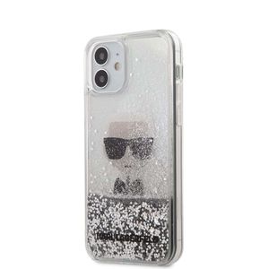 Karl Lagerfeld KLHCP12SGLIKSL hard silikonové pouzdro iPhone 12 Mini 5.4" silver Ikonik liquid glitter