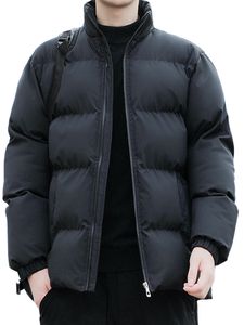 Herren Mit Taschen Outwear Winter Warm Langarmjacke Casual Stand Halsband Puffermäntel,Farbe:Schwarz, Größe:2XL