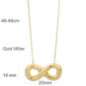 Kette Schleife Unendlich Schlaufe Halskette Goldkette 585er Gelbgold für Damen 46 - 48 cm