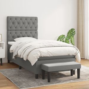 Boxspringbett mit Matratze Dunkelgrau 80x200 cm Stoff "CLORIS"