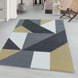 Teppium Kurzflor modern Teppich Wohnzimmerteppich Geometrisch Muster Rechteckig GELB, Maße:120 cm x 170 cm, Form: Rechteckig