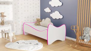 Stillerbursch® Kinderbett 80x160 Sky Matratze Rausfallschutz Lattenrost Komplettbett Rosa-Weiß mit Matratze ERIS