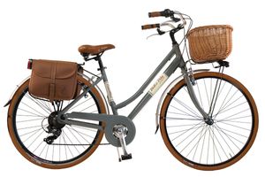 Dolce Vita by Canellini bicykel mestský bicykel žena hliník s košíkom a bočnou taškou - Šedá 46