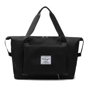 JDland Velkokapacitní cestovní taška na krátké vzdálenosti Mokrá a suchá cestovní taška Ruční skládací cestovní taška černá