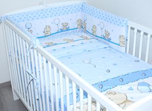3 teiliges Baby Bettset mit Bettwäsche und Nestchen für Bett 70x140 cm - 2. Sweet Blau