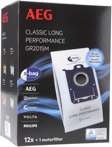 AEG Gr201SM s-bag® Classic Long Performance 9001688242 Filterbeutel für Bodenstaubsauger 12Stk + Filter
