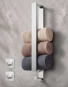 Handtuchhalter Ohne Bohren Handtuchhalter Selbstklebend für Bad mit 2 Handtuchhaken, Handtuchhalter Wand für Badezimmer und Küche,Silber