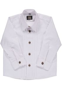 OS Trachten Kinder Hemd Jungen Langarm Trachtenhemd mit Liegekragen Exunir, Größe:158/164, Farbe:weiß